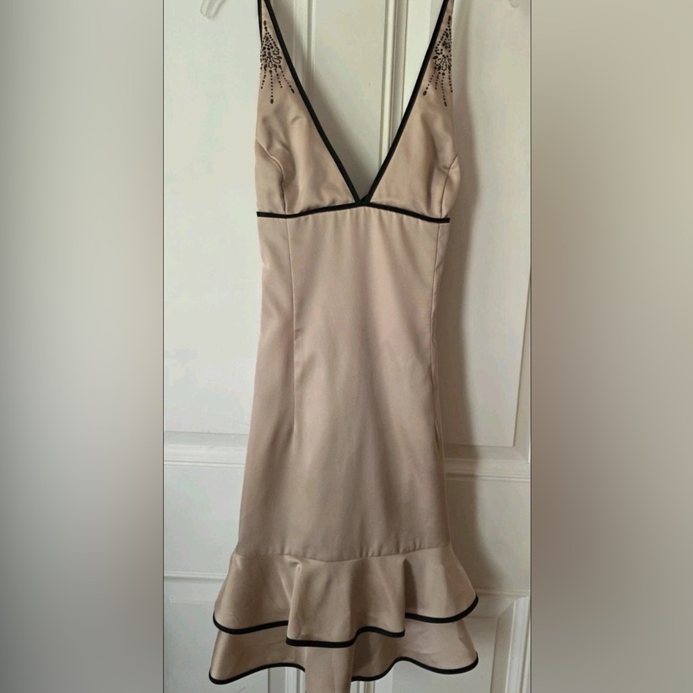 Y2K Dave & Johnny Cream Dress with Black Accents